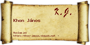 Khon János névjegykártya